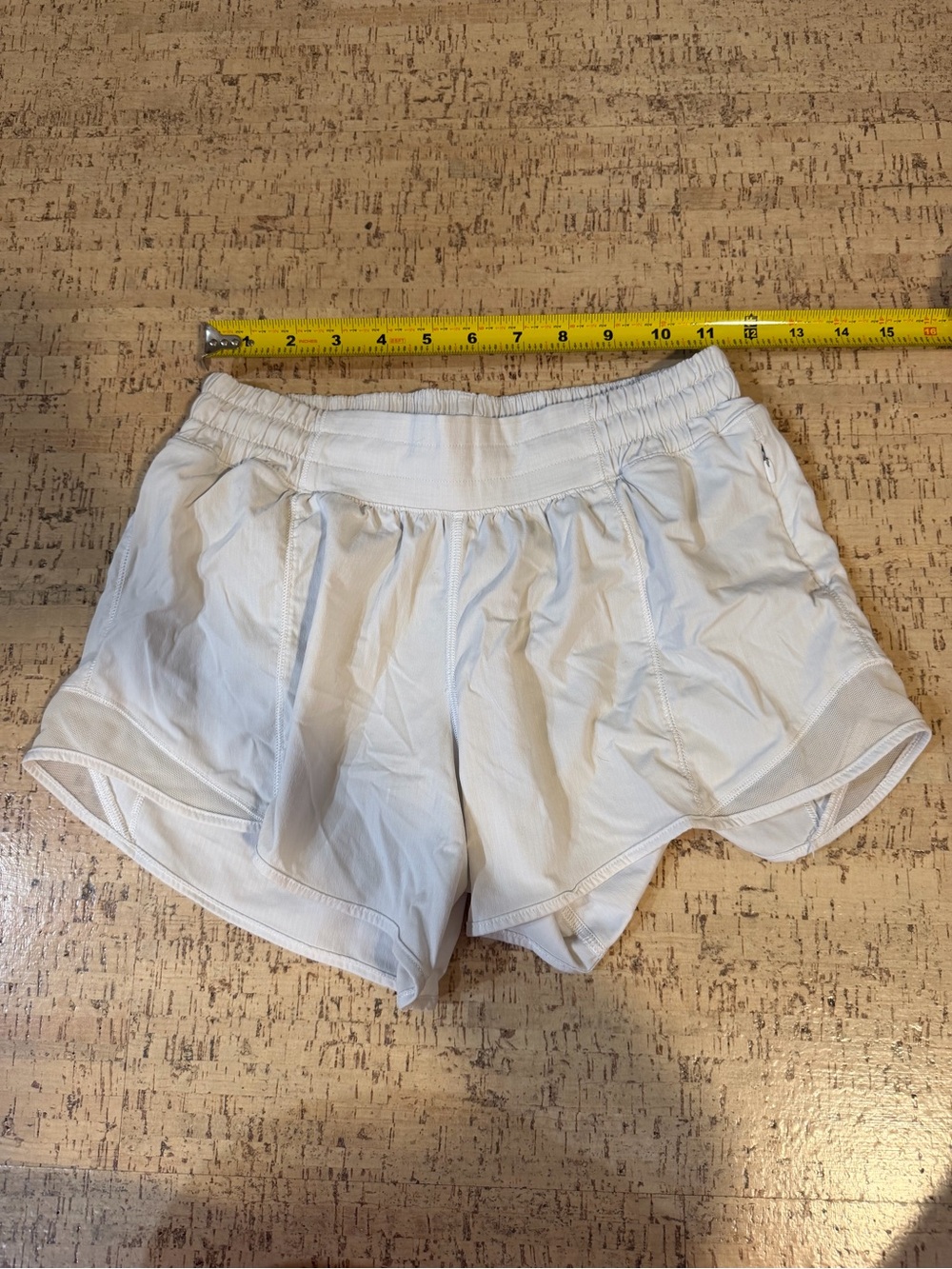 Lululemon White Running Shorts Mesh Detail Zip Pocket